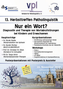 Poster des 13. Herbsttreffen Patholinguistik 2019